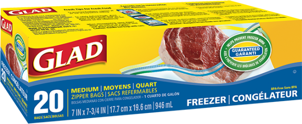 Glad Zipper Food Storage Freezer Bags Gallon Size 20 Count  Walmartcom